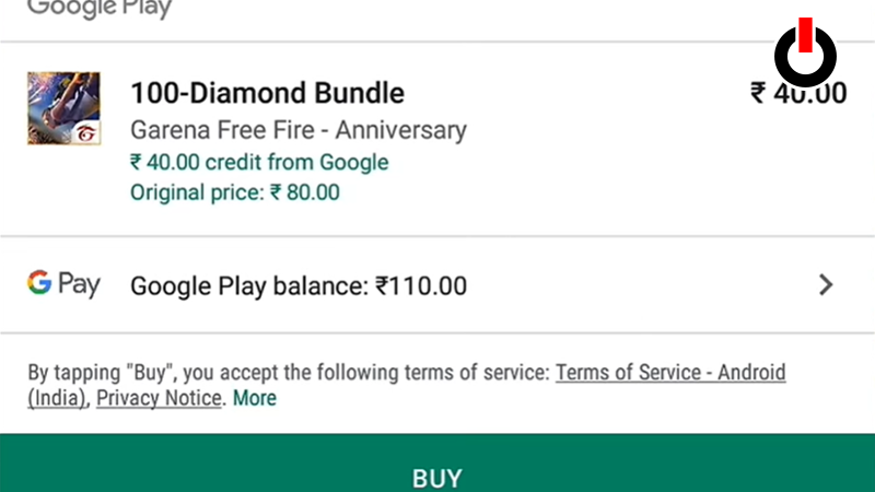 Garena Free Fire Top Up with Google Play balance
