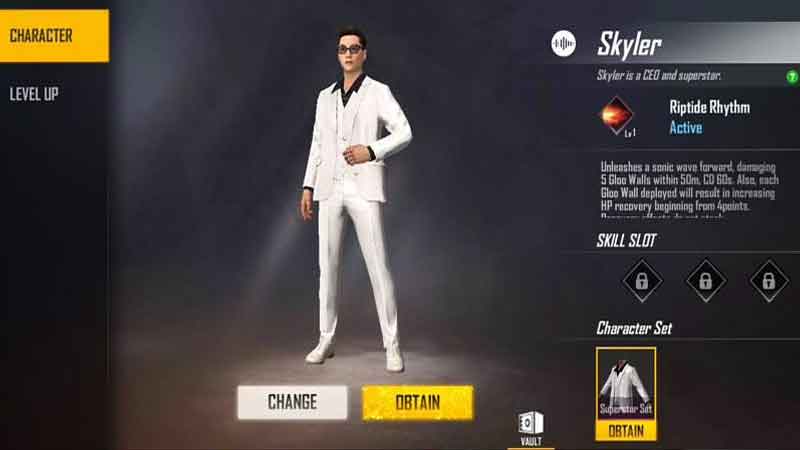 Skyler character In Free Fire