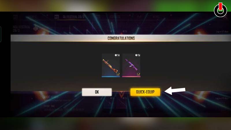 Step 7: Equip the gun skins from the weapon sections.