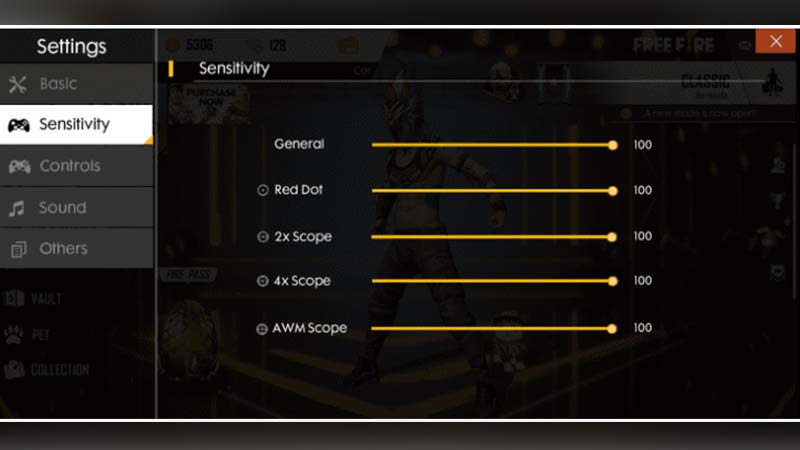 free fire sensitivity settings