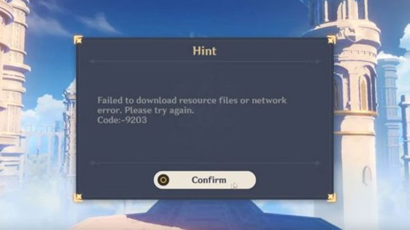 genshin impact error code 9203
