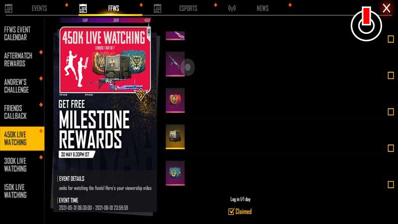 FFWC Live Watching Rewards