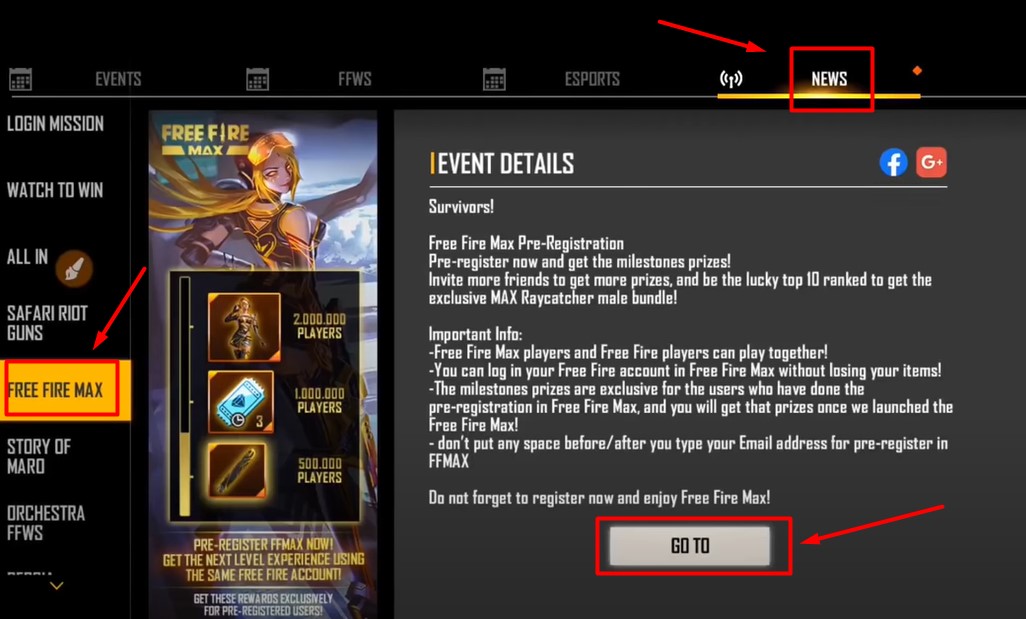 Free Fire MAX Pre Registration