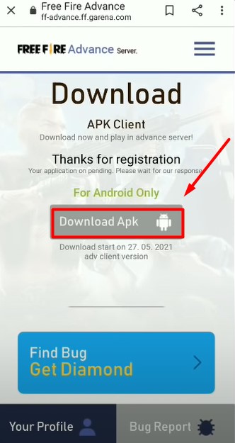 Free Fire Advance Server Login