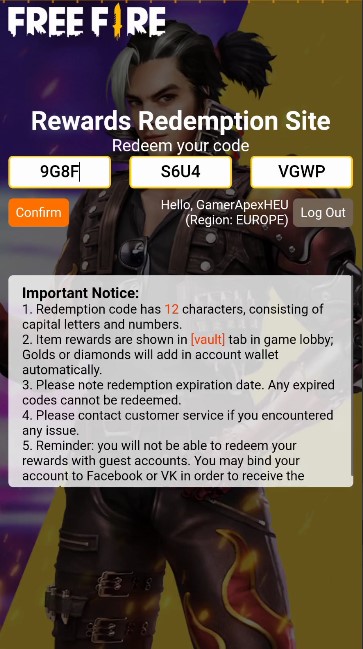 Free Fire Skin Student Code