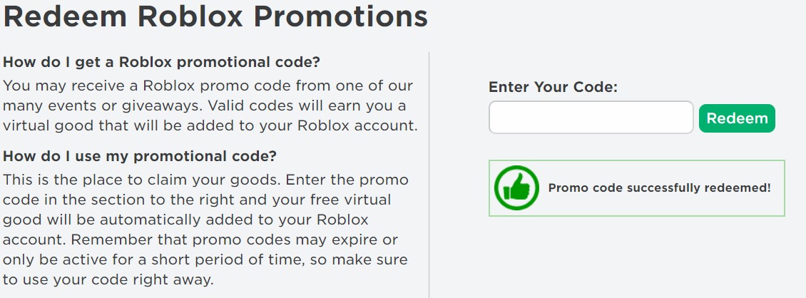Roblox Promo Codes