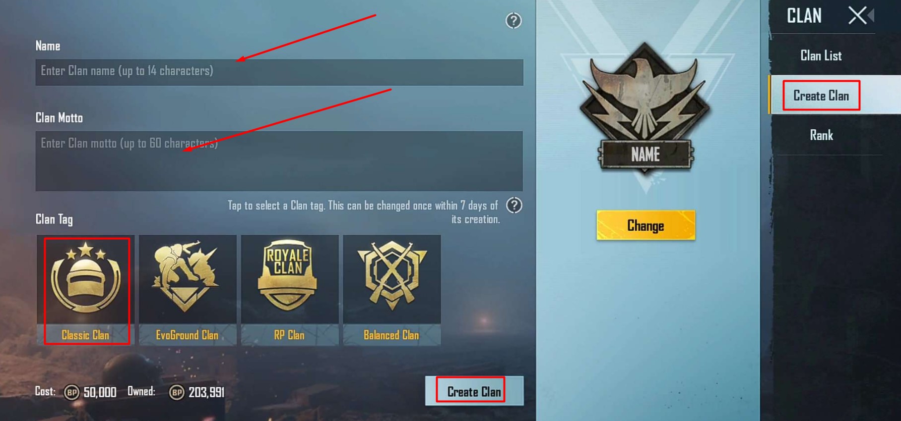 BGMI Clan Creating Guide