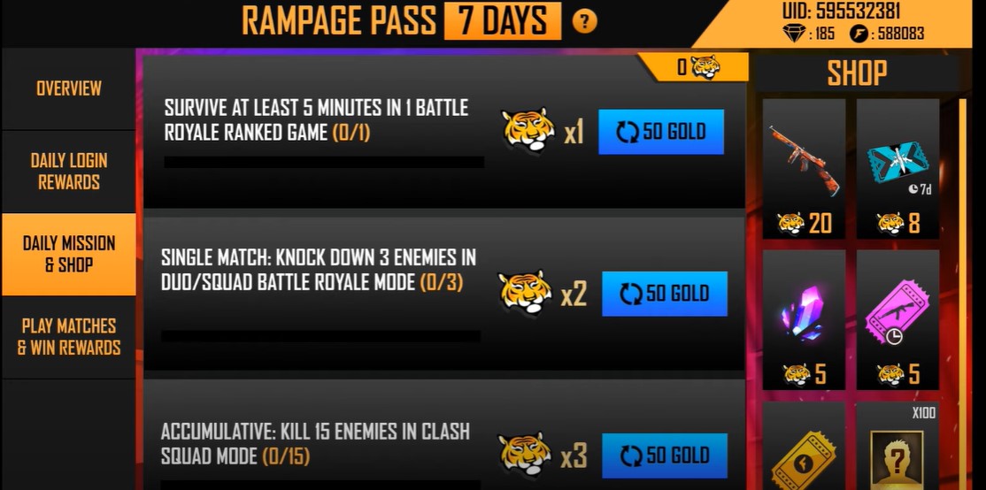Free Fire Rampage Pass Event