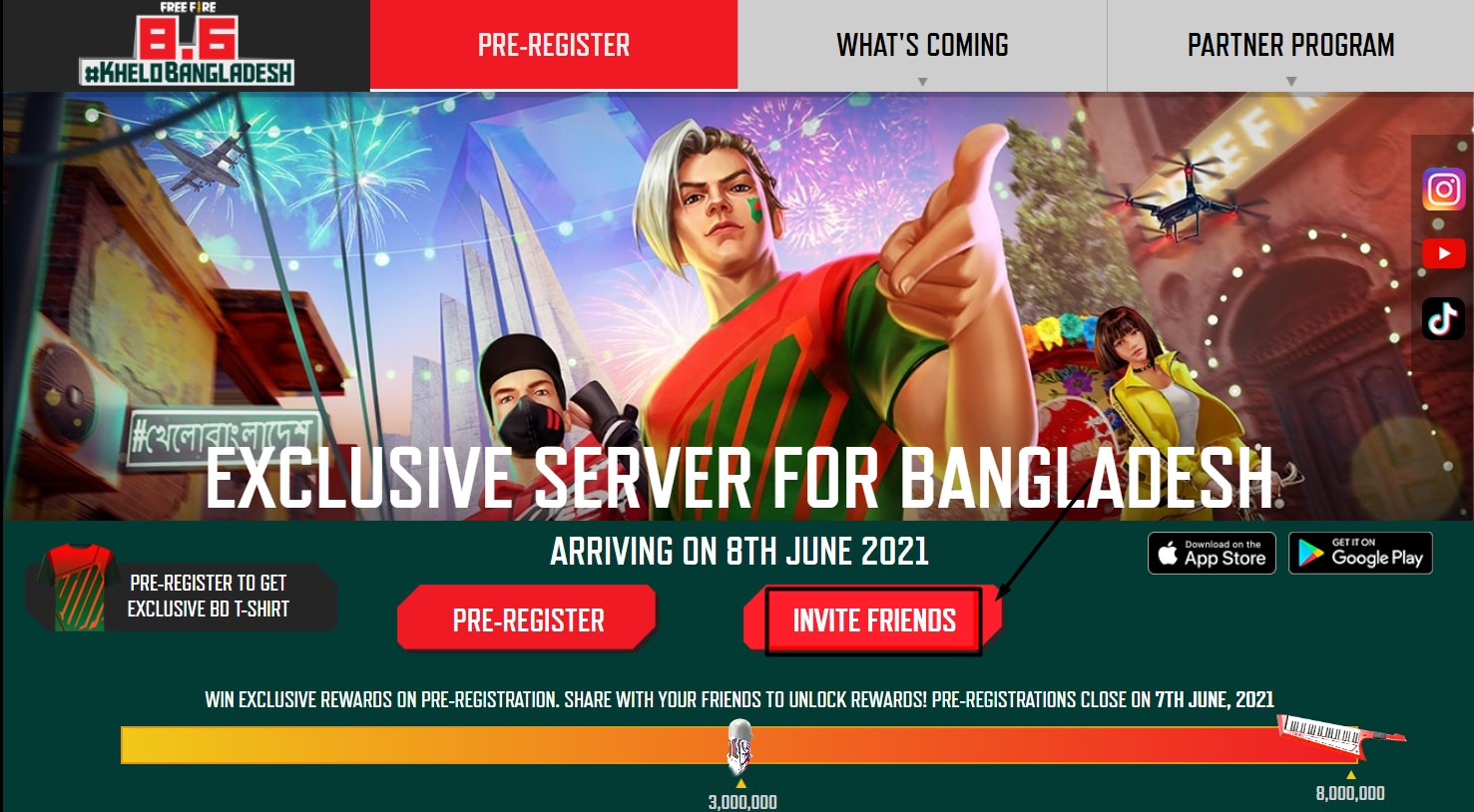 Free Fire Bangladesh Server Invite Friends