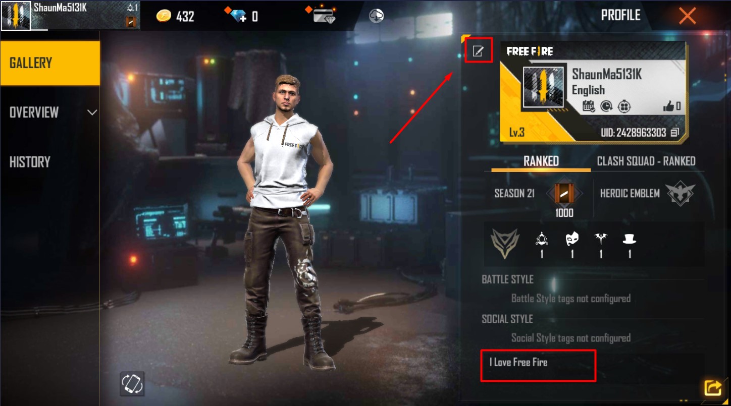 Free Fire V Badge Guide