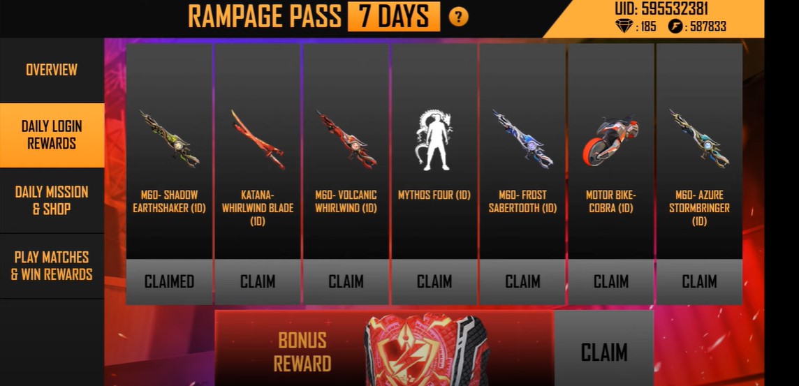 Free Fire Rampage Pass Event