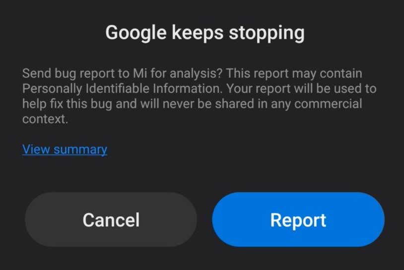 Google error