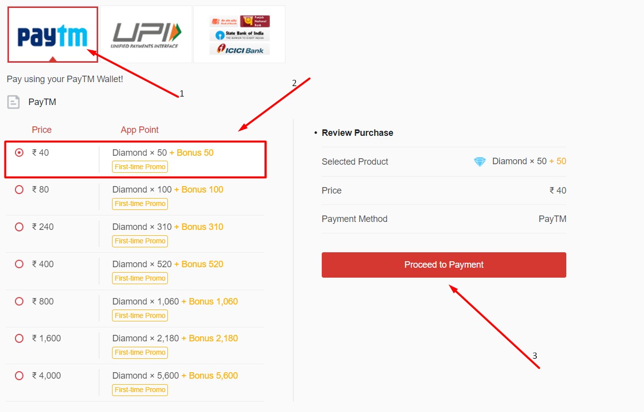 Free Fire 100% top up bonus
