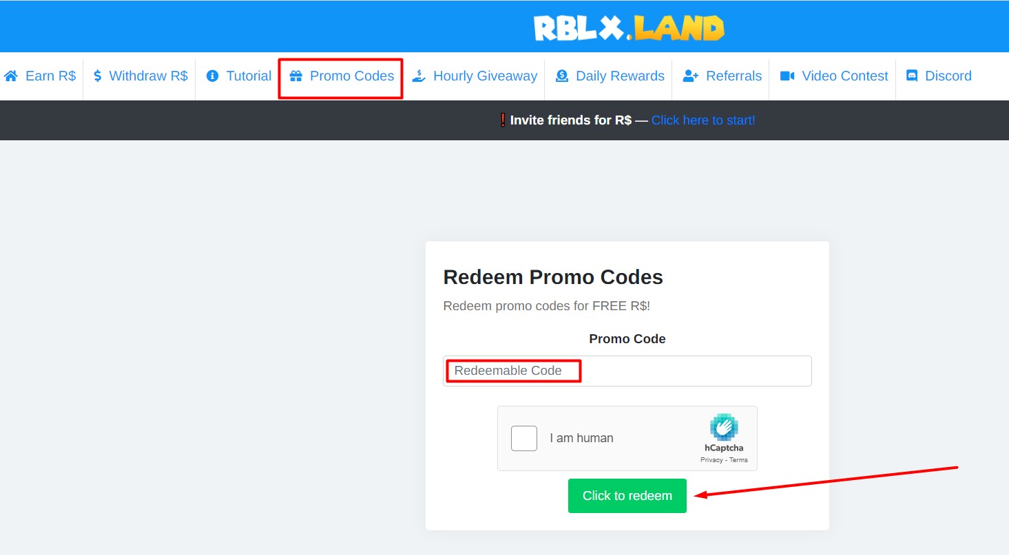 RBLX LAND PROMO CODE