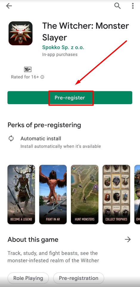 The Witcher Monster Slayer Pre Register