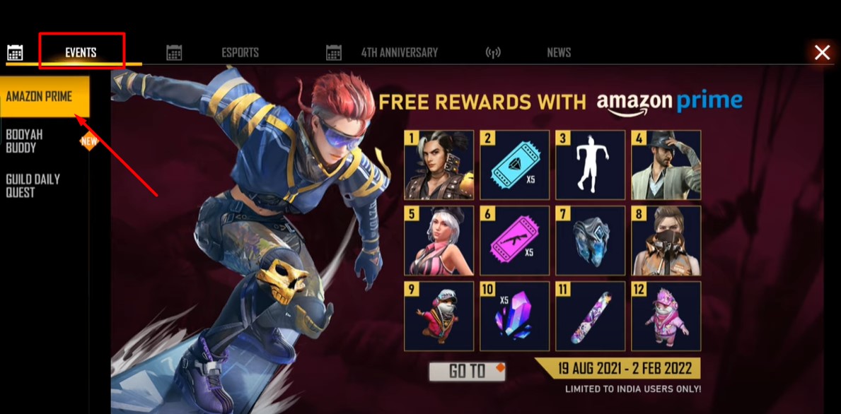 Free Fire Amazon Prime Event