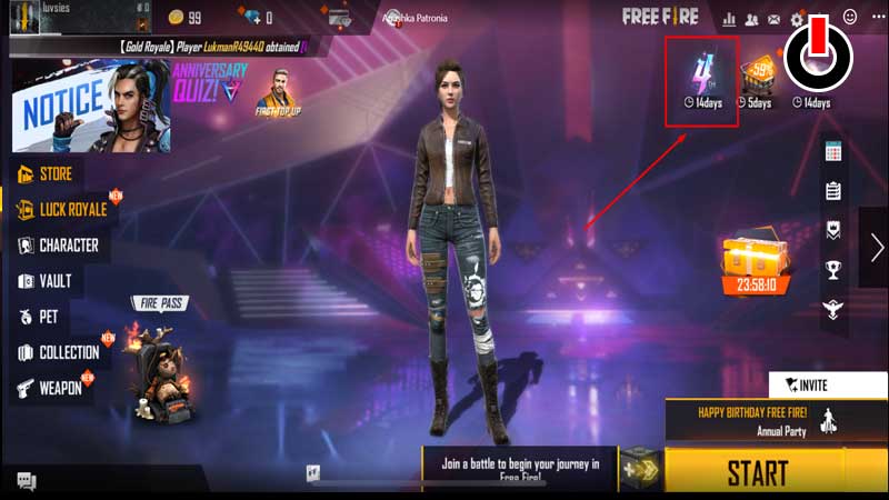 Free Fire Thrash Goth Grenade Skin