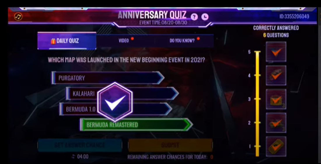 Free Fire Quiz Answer