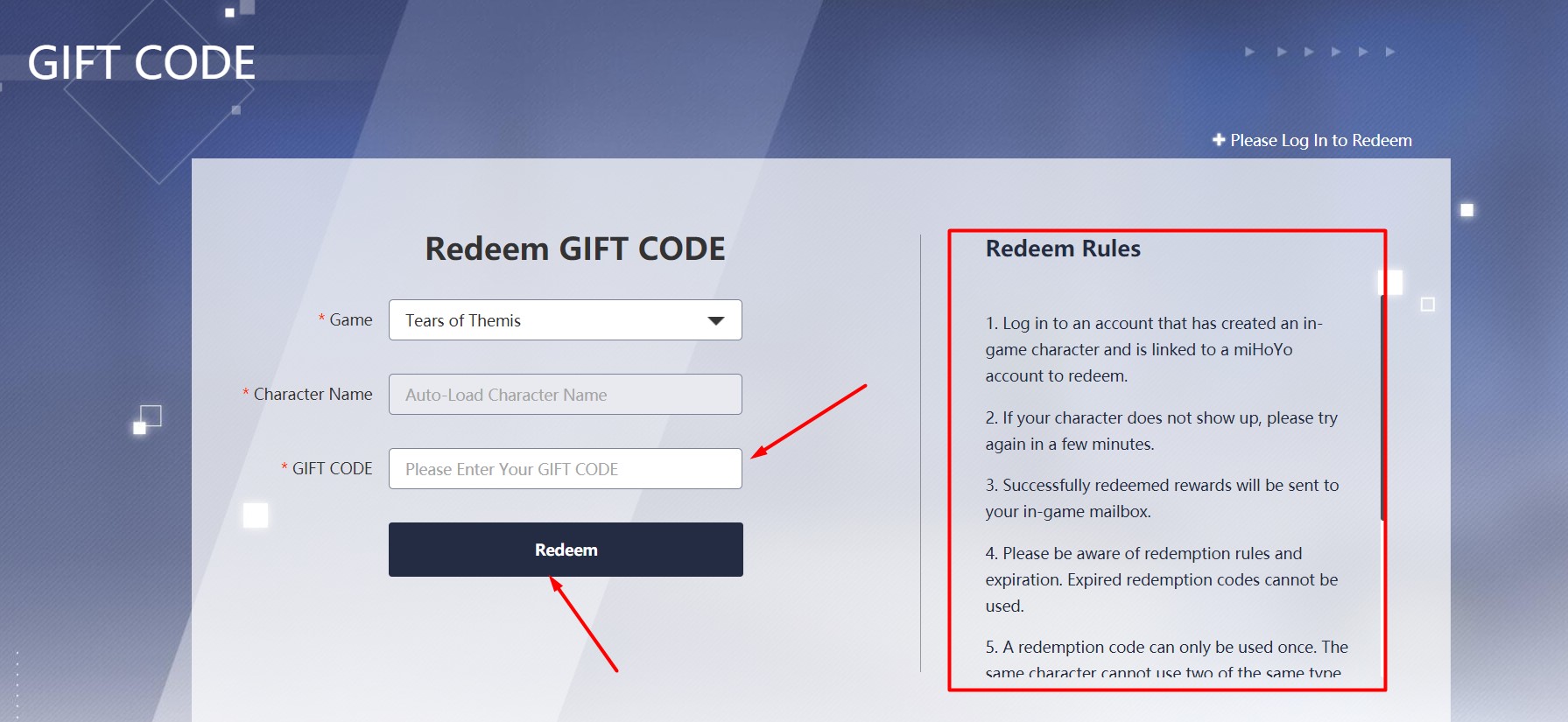 Tears of Themis Gift Codes