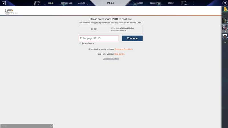 valorant points UPI