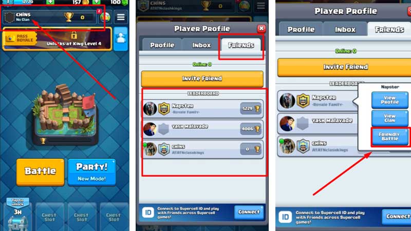 how to add friends in Clash Royale?