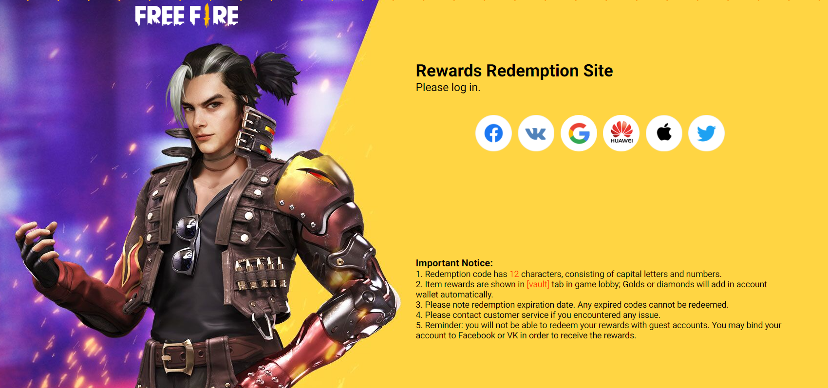 Free Fire redeem codes