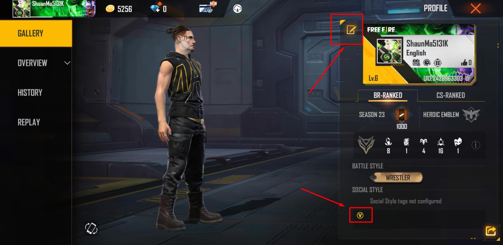 Free Fire V Badge Code