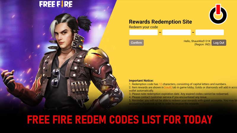 Free Fire Redeem Codes Today