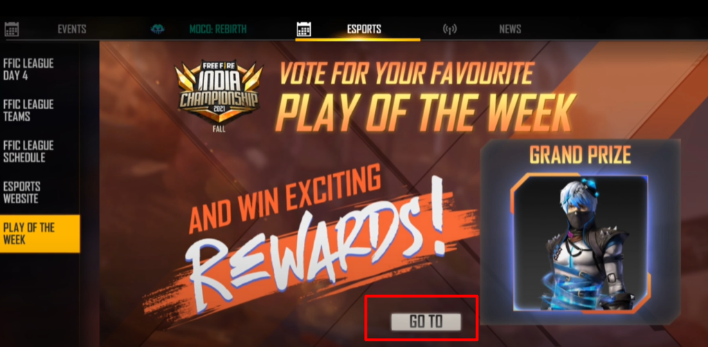 Play Of The Week event in Free Fire