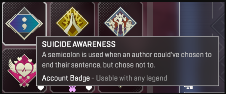 Suicide Awareness Badge in Apex Legends