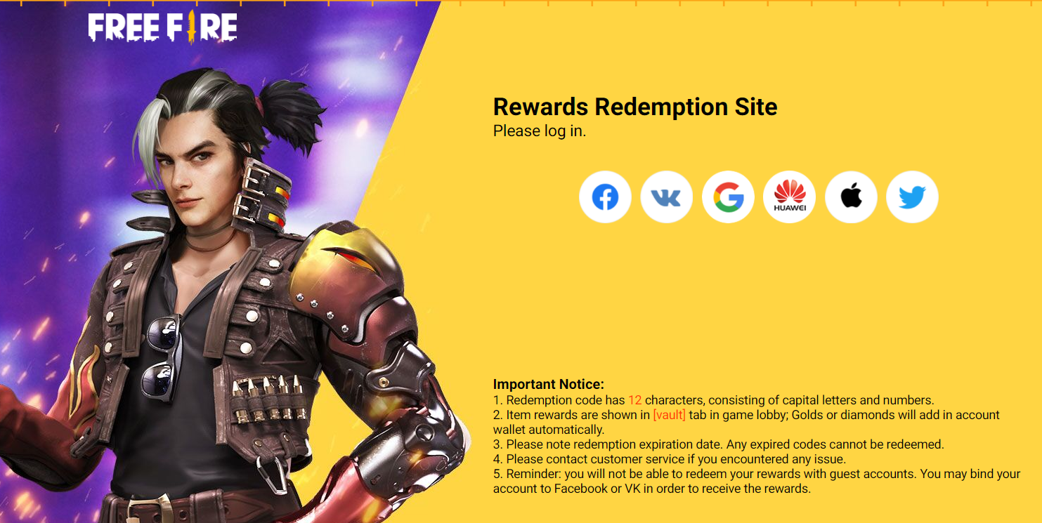 Free Fire redeem code September 14