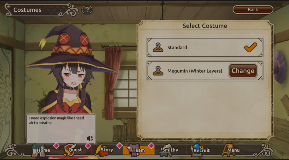 change costumes in KonoSuba: Fantastic Days