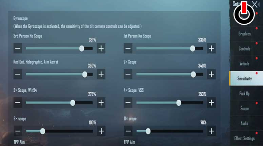 best sensitivity settings for PUBG Mobile Lite