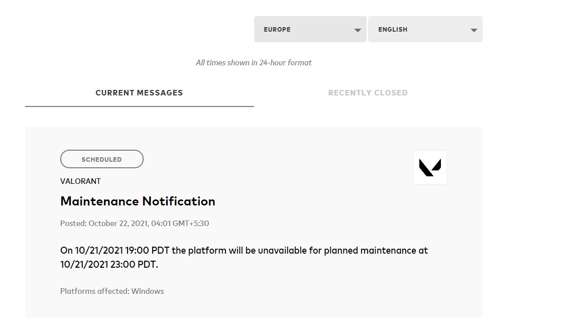 Valorant Server Status