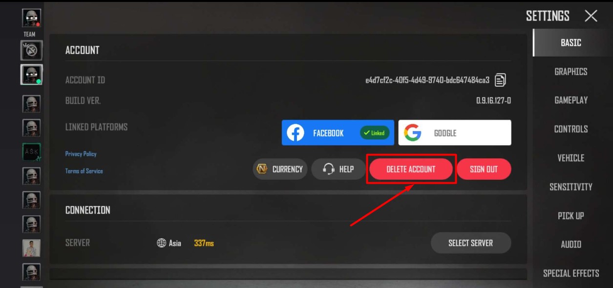 PUBG New State Delete Account