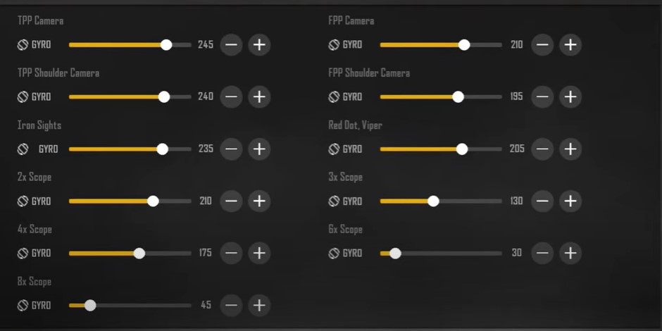 Gyro Sensitivity Settings