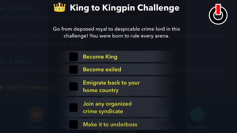 BitLife King to Kingpin Challenge