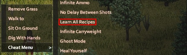 Project Zomboid Cheats Learn All Recipes