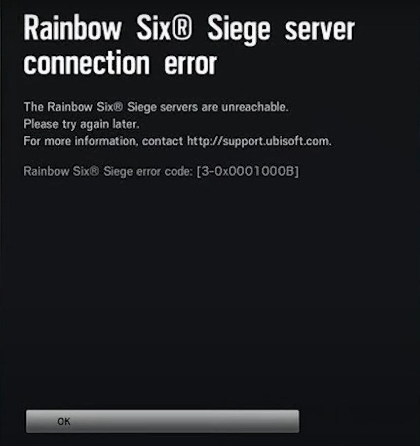 Rainbow Six Siege Error Code