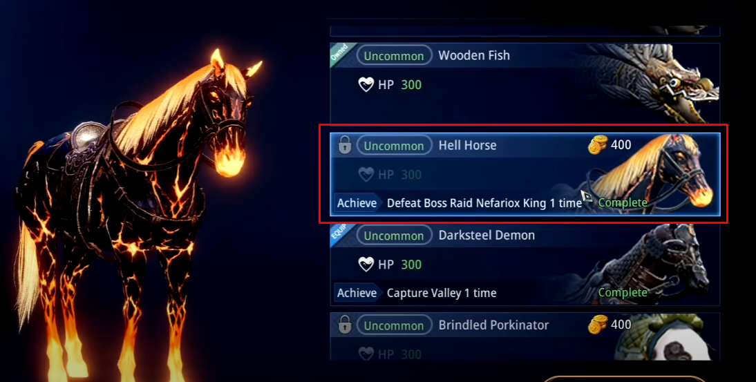 Hell Horse Mount in MIR4