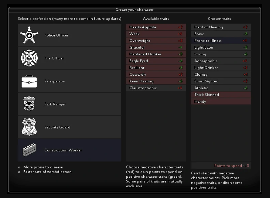 Project Zomboid traits