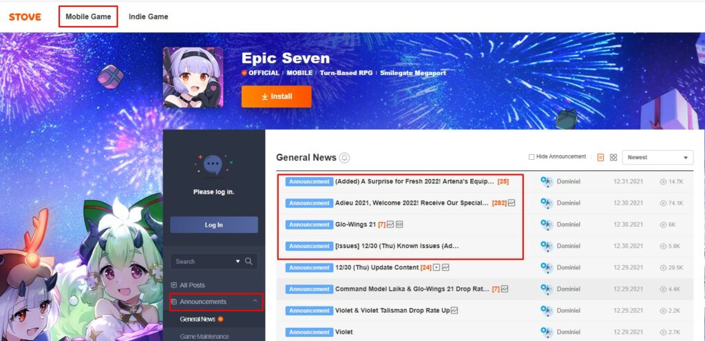 Epic Seven Livestream Code