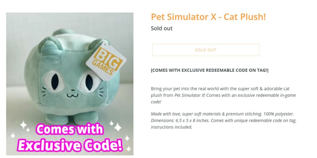 Pet Simulator X Merch Codes