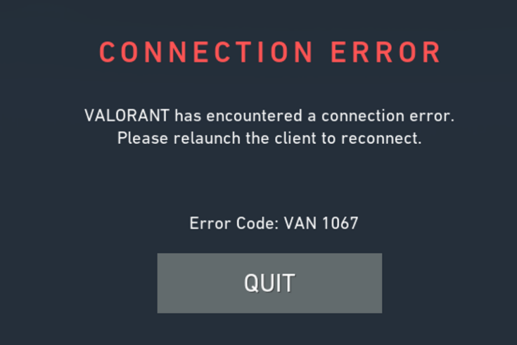 Val Error Code 1067