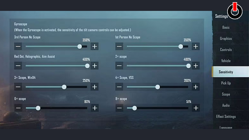 PUBG Mobile Best sensitivity settings for gyro players