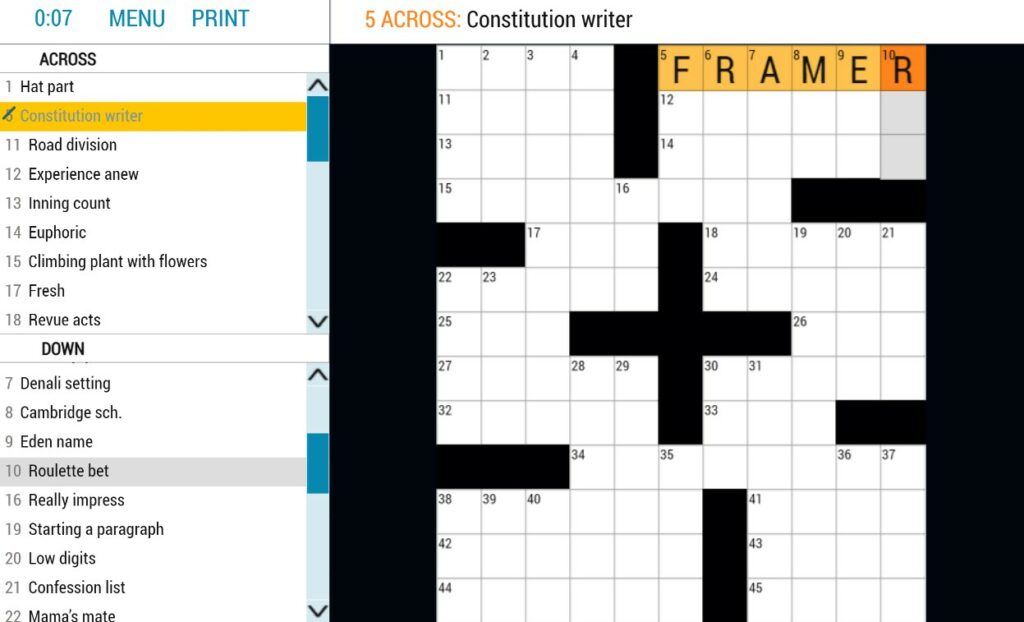 Constitution Writer Clue Answer