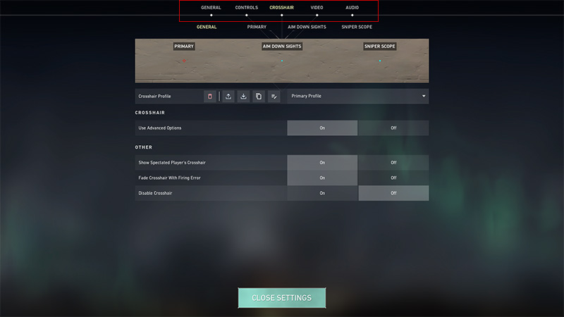 Crosshair settings