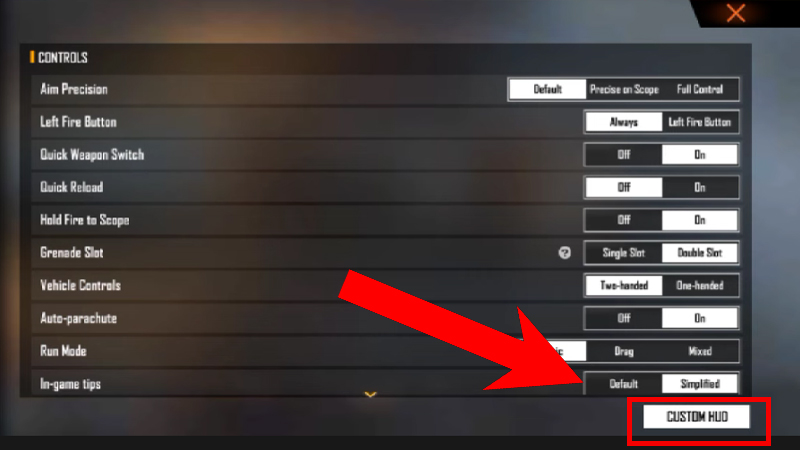 Transfer HUD Settings Free Fire Max