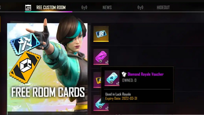 Room Cards In Free Fire Max