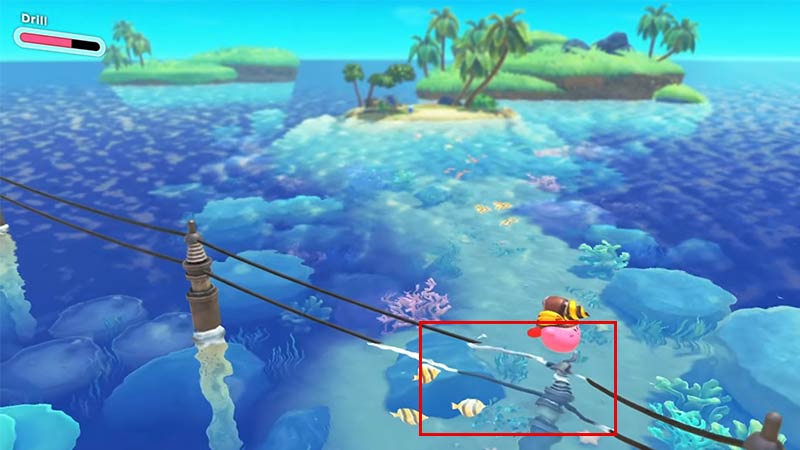 Kirby and the Forgotten Land: Concrete Isles swim along the power lines